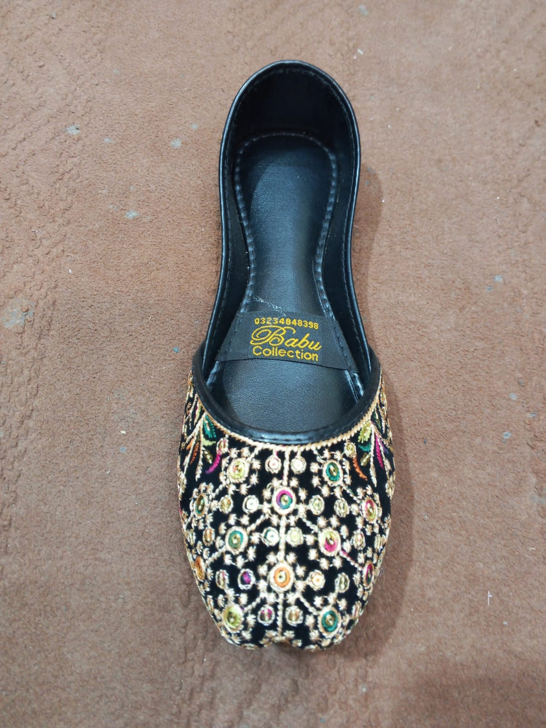 Black golden silver embroided Khussa