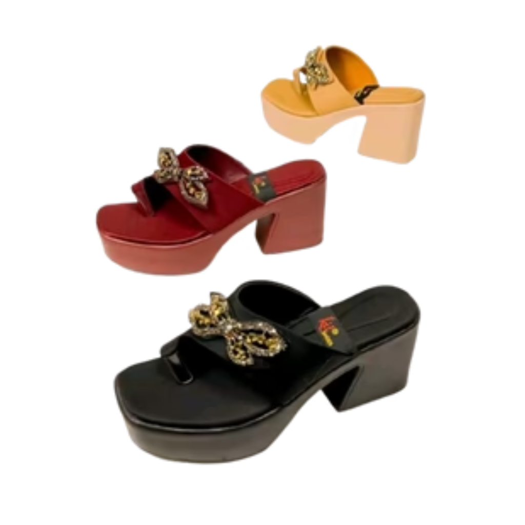 Luna Embellished Butterfly Platform Sandals - Chunky Block Heels