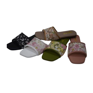 Women’s Floral Mesh Square-Toe Slide Sandals