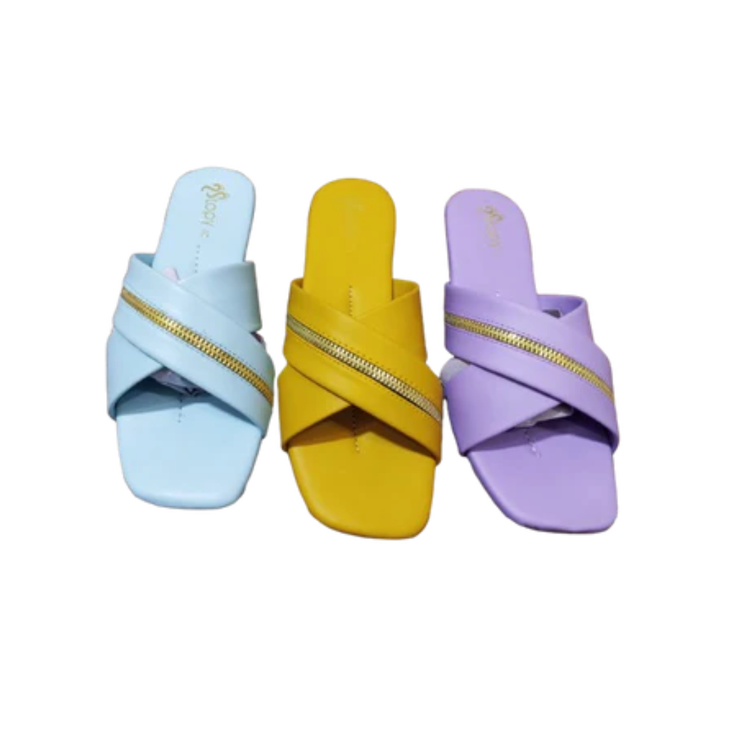 Trendy Cross-Strap Zipper Slides